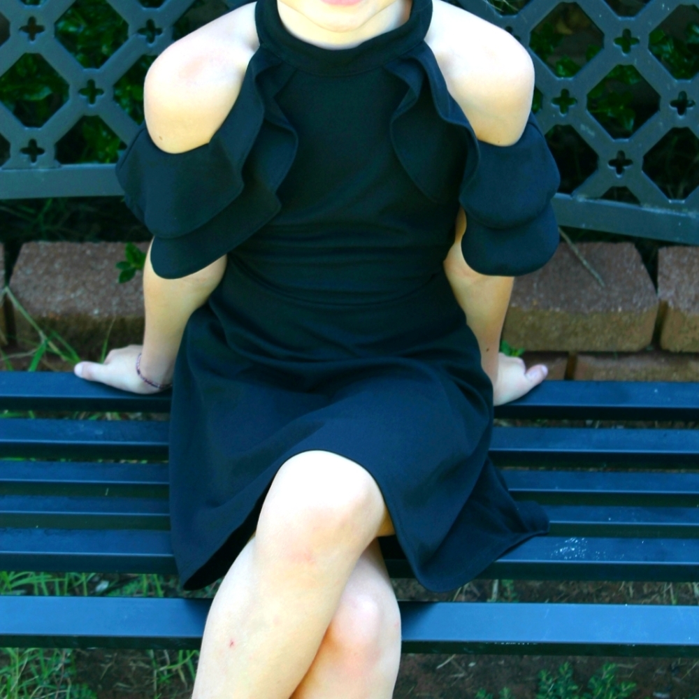Black cold shoulder dress